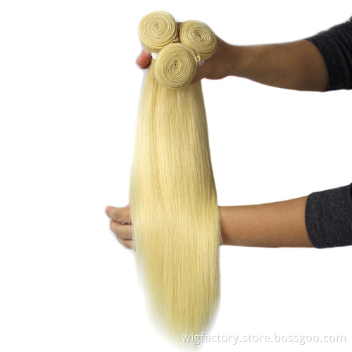 613 straight bundles with frontal Remy Hair,Honey Blonde colored human hair bundles
